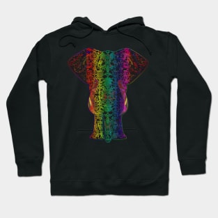 Rainbow Black Elephant on Black Hoodie